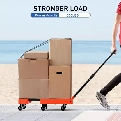 Chariot pliant, chariot à bagages robuste de 227 kg avec cordons élastiques, poignée réglable
