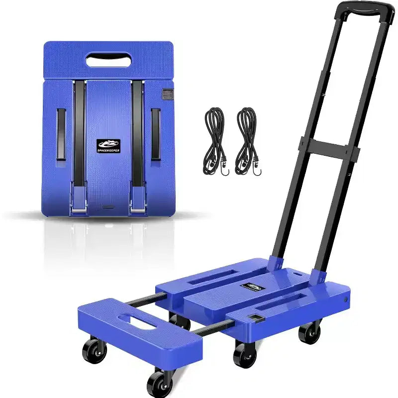 Chariot pliant, chariot à bagages robuste de 227 kg avec cordons élastiques, poignée réglable