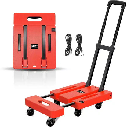 Chariot pliant, chariot à bagages robuste de 227 kg avec cordons élastiques, poignée réglable