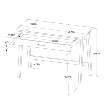 Bureau en bois avec tiroir, cadre en bois dur, 42"L x 20"P x 30"H, supporte 75 lb
