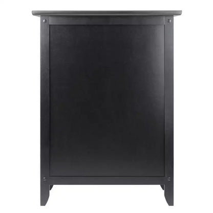 Table d'appoint noire en bois dur avec rangement caché et étagère ouverte, 63,5 cm H x 48 cm L